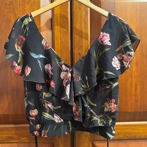 Lucy Paris Floral Ruffle Crop Top Size Small